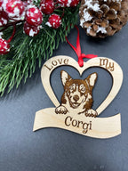 Orchid Cassandra Christmas Love My Corgi Wooden Ornament