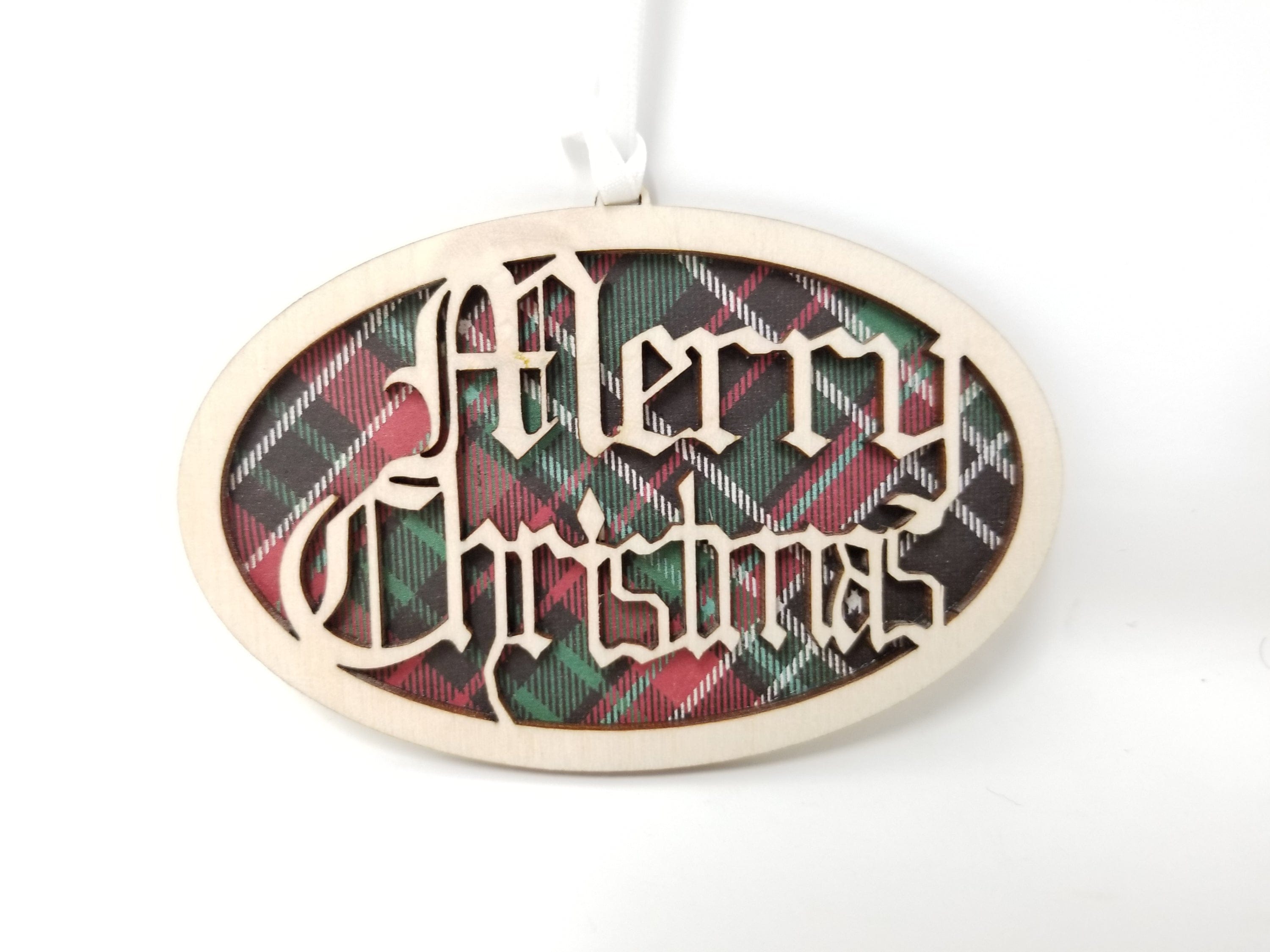 Orchid Cassandra Christmas Merry Christmas Plaid Ornament