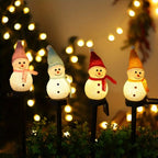 Pink Iolaus Christmas Solar Snowman Garden Light