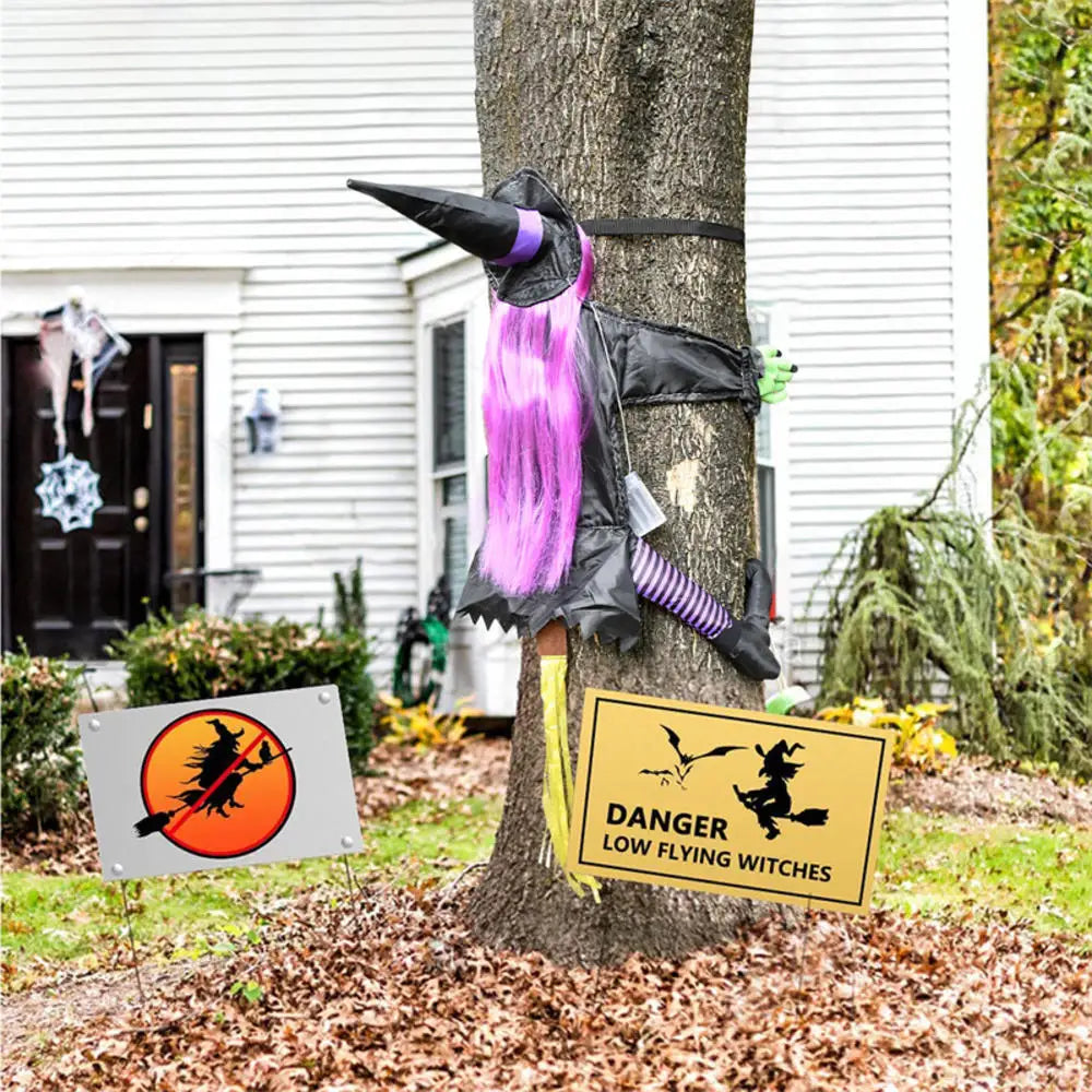 Crashing Witch Tree Decoration | Funny Halloween Yard Decor