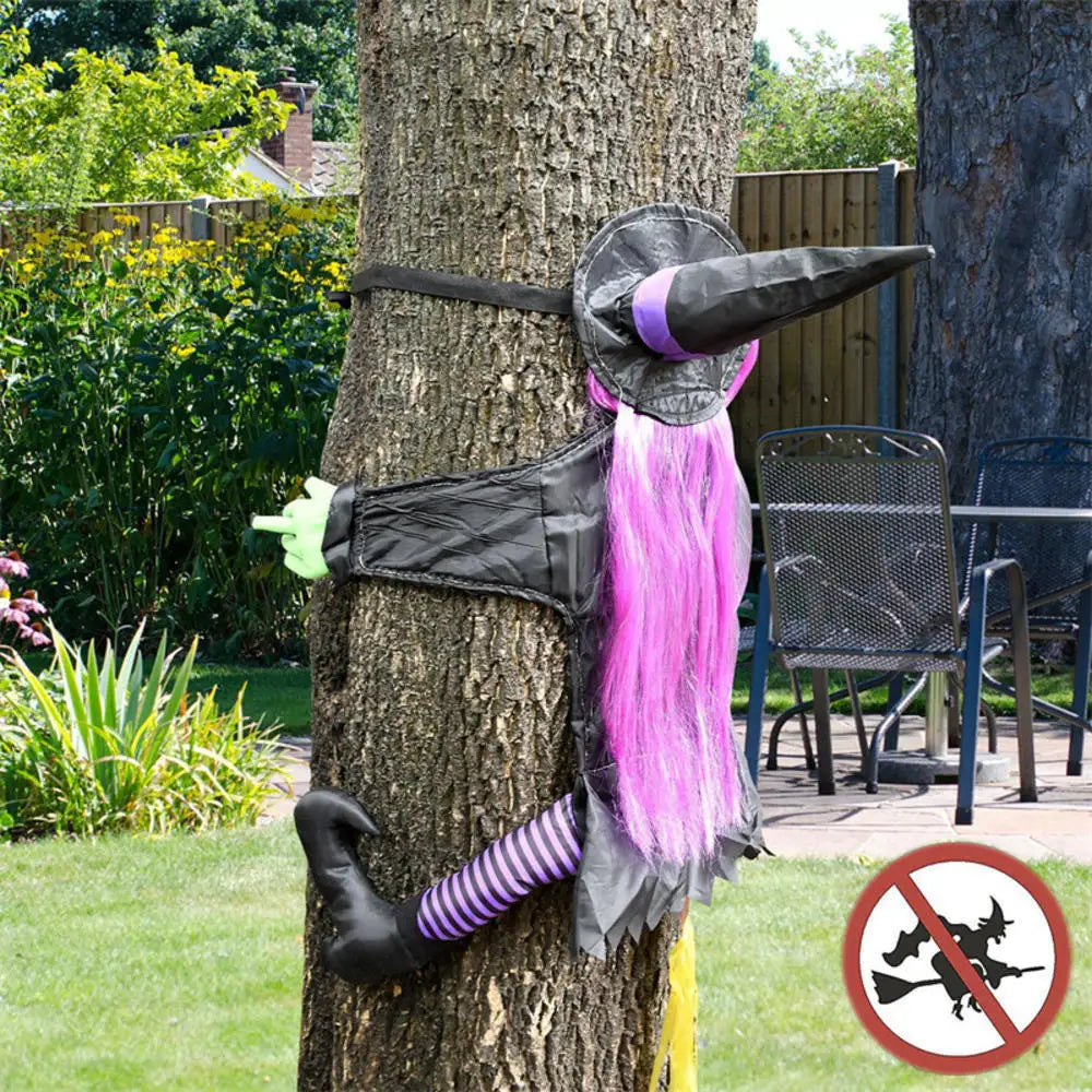 Crashing Witch Tree Decoration | Funny Halloween Yard Decor