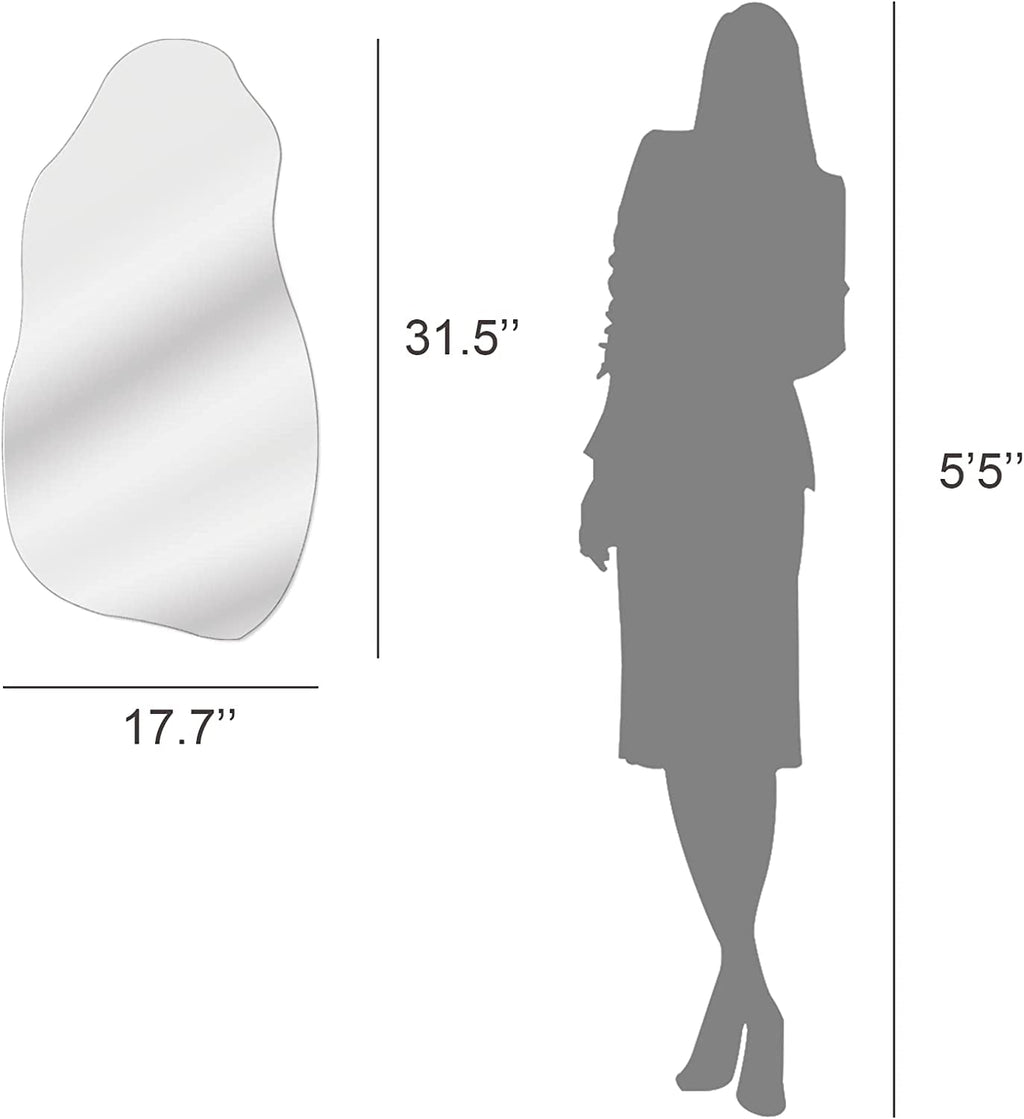 Irregular wall mirror (31.5"x17.7") modern decorative design, perfect for bedroom or hallway.
