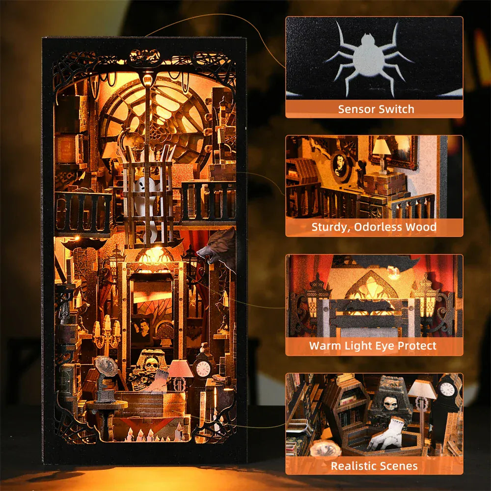 Gothic DIY Book Nook Kit | Dark Family Wooden Puzzle Model