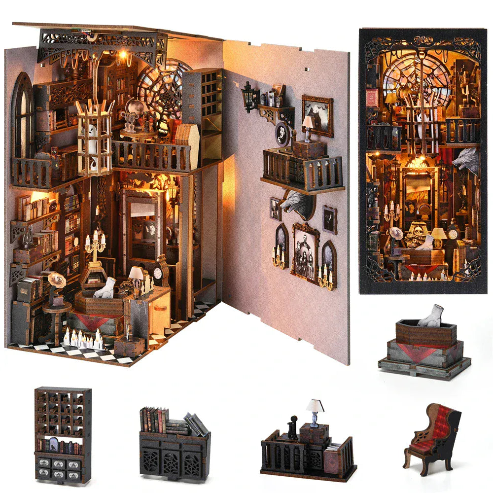 Gothic DIY Book Nook Kit | Dark Family Wooden Puzzle Model