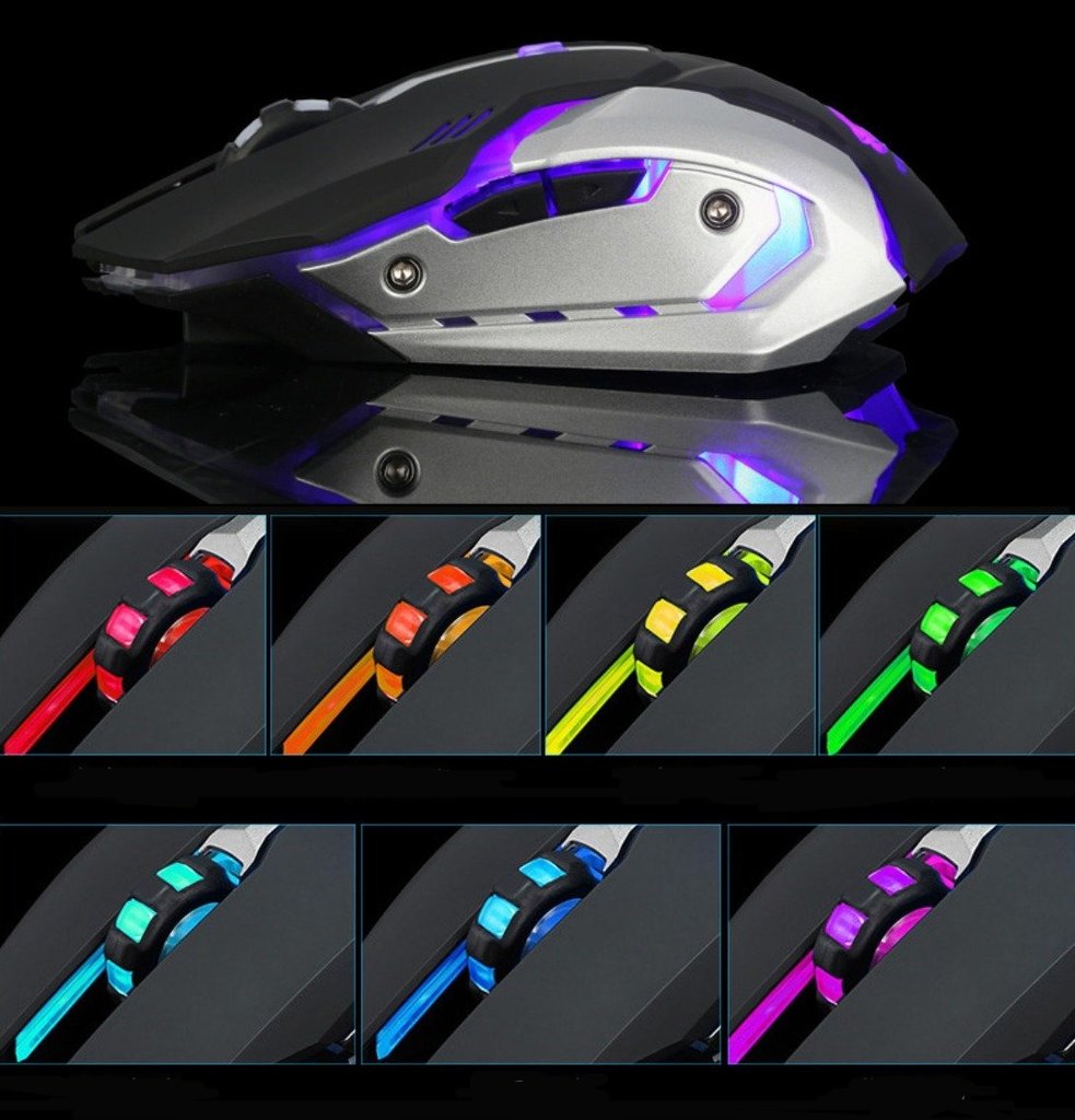 Gaming mouse with customizable RGB lighting in multiple colors