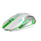 White and green LED gaming mouse with ergonomic design