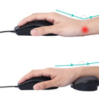 Hand using mouse with and without ergonomic wrist rest support