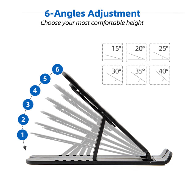 Laptop stand with 6 adjustable viewing angles