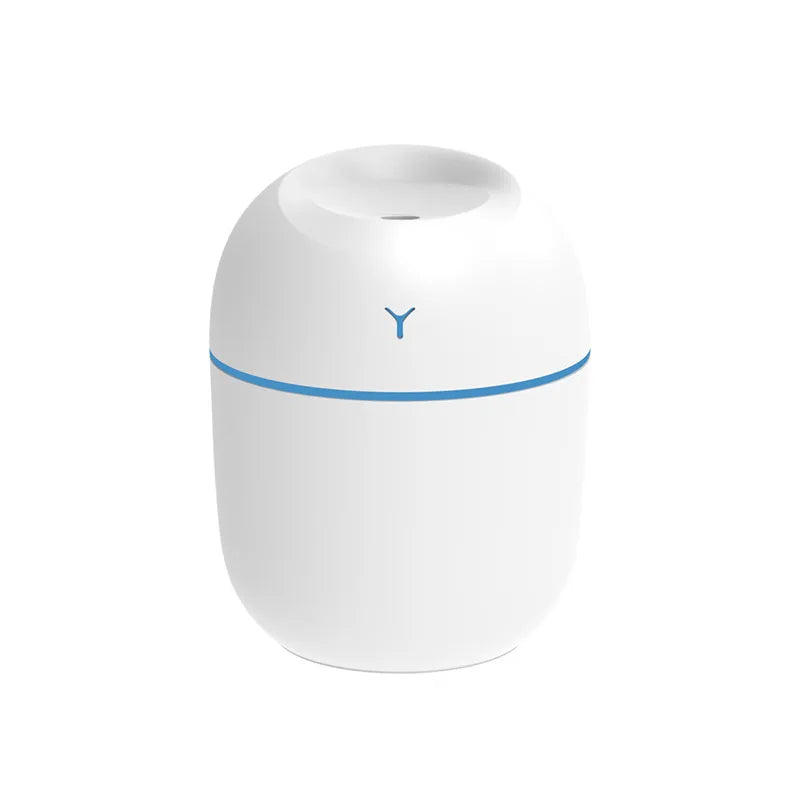 White portable mini humidifier with LED light ring