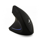 Black ergonomic vertical wireless mouse with LED light