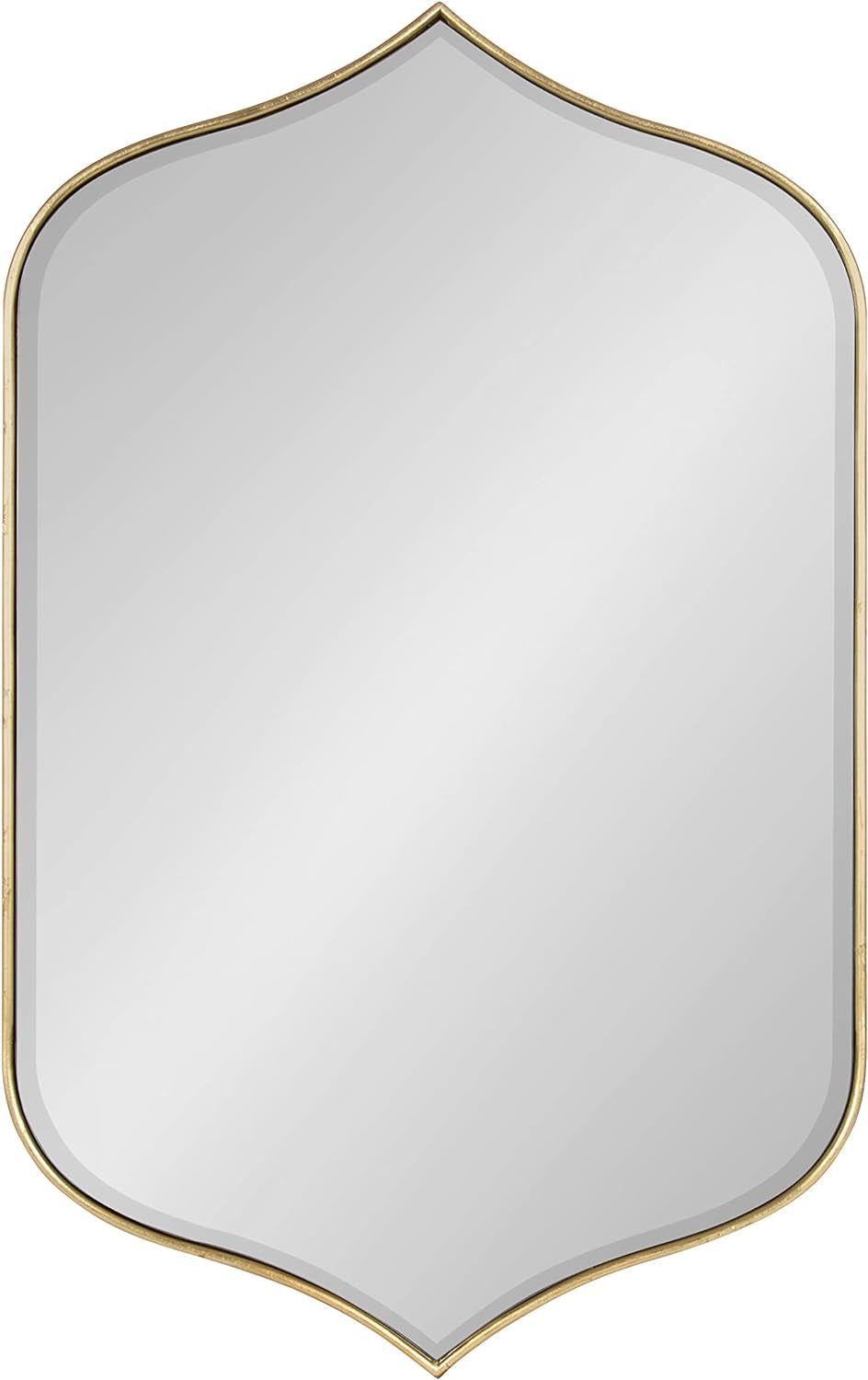 Arched wall mirror with gold frame, ideal for bathroom, bedroom, or entryway decor.
