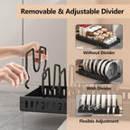 Adjustable kitchen organizer with removable dividers for flexible storage solutions.