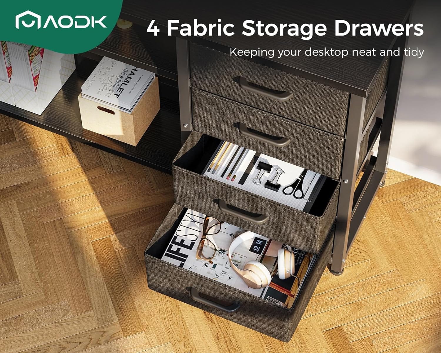 Furniture 61" L-Shaped Desk with Power & USB Charging