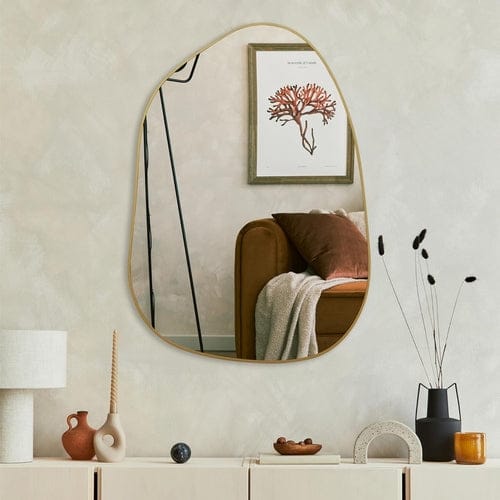 Peach Maple Furniture Asymmetrical Gold Wall Mirror