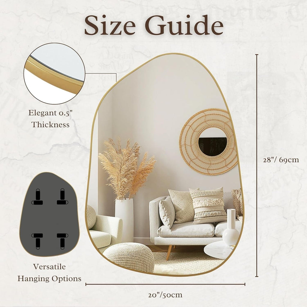 Peach Maple Furniture Asymmetrical Gold Wall Mirror