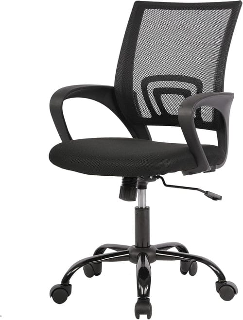 Peach Maple Furniture Black Ergonomic Black Office Chair With Lumbar Support And Mesh