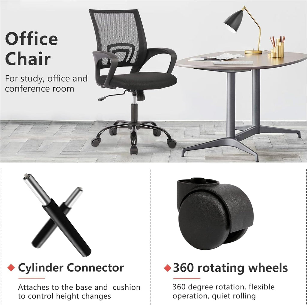Peach Maple Furniture Black Ergonomic Black Office Chair With Lumbar Support And Mesh