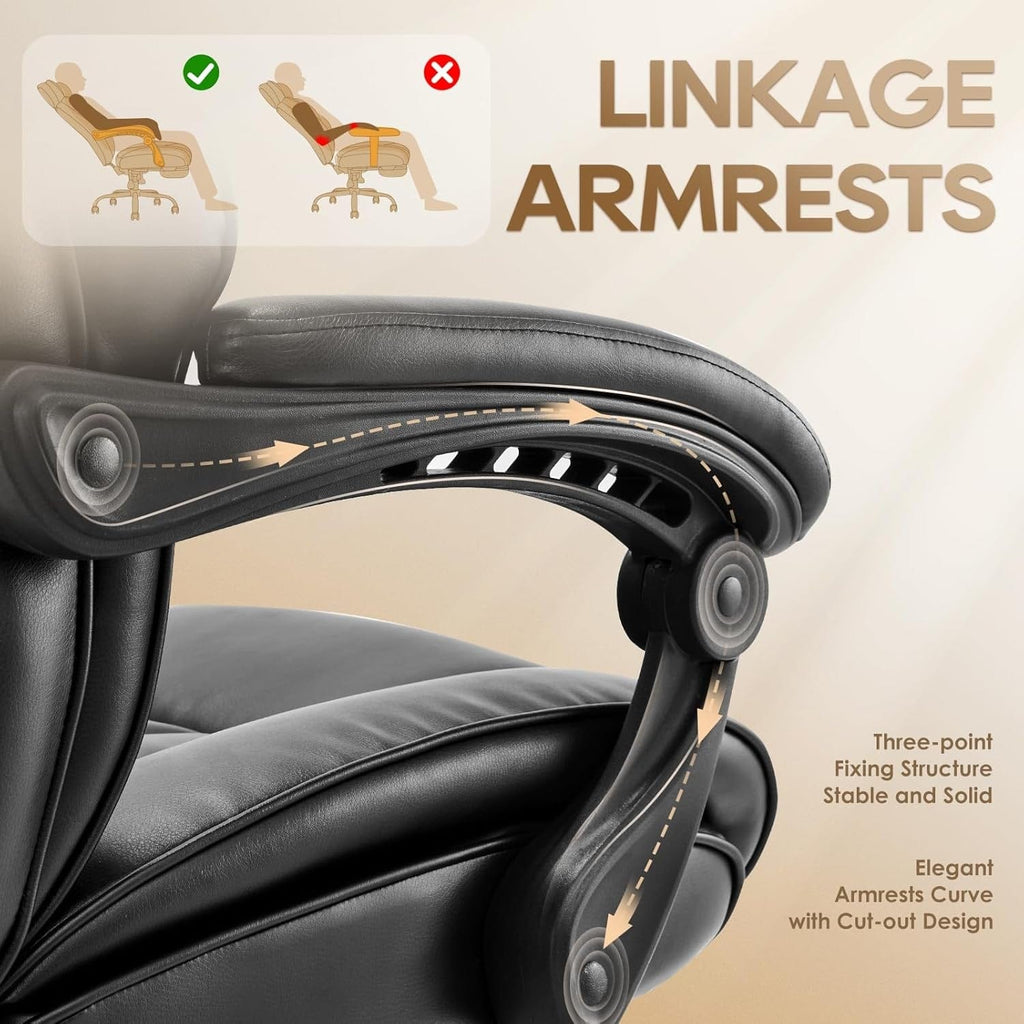 Peach Maple Furniture Black Ergonomic Executive Chair with Footrest