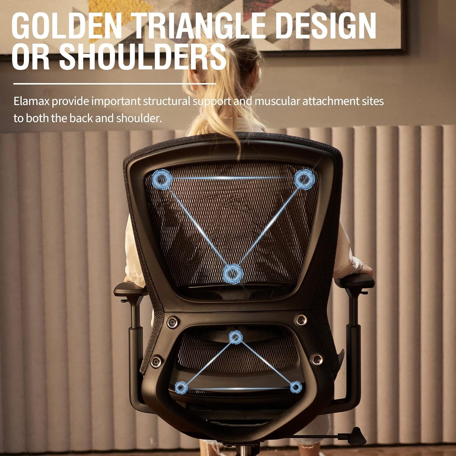 Peach Maple Furniture Black Ergonomic Mesh Office Chair With Adjustable Lumbar Support