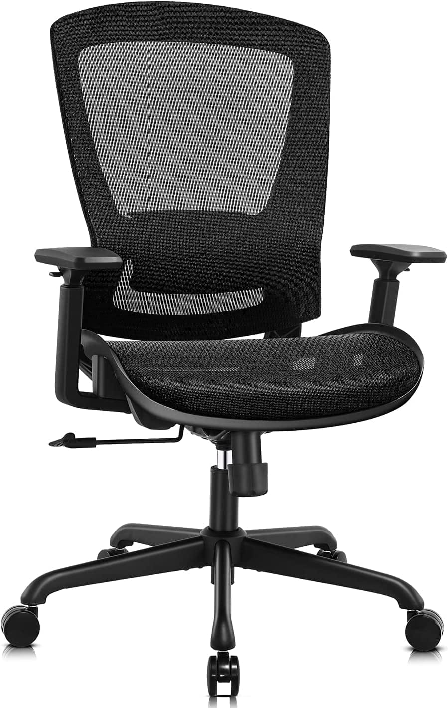 Peach Maple Furniture Black Ergonomic Mesh Office Chair With Adjustable Lumbar Support