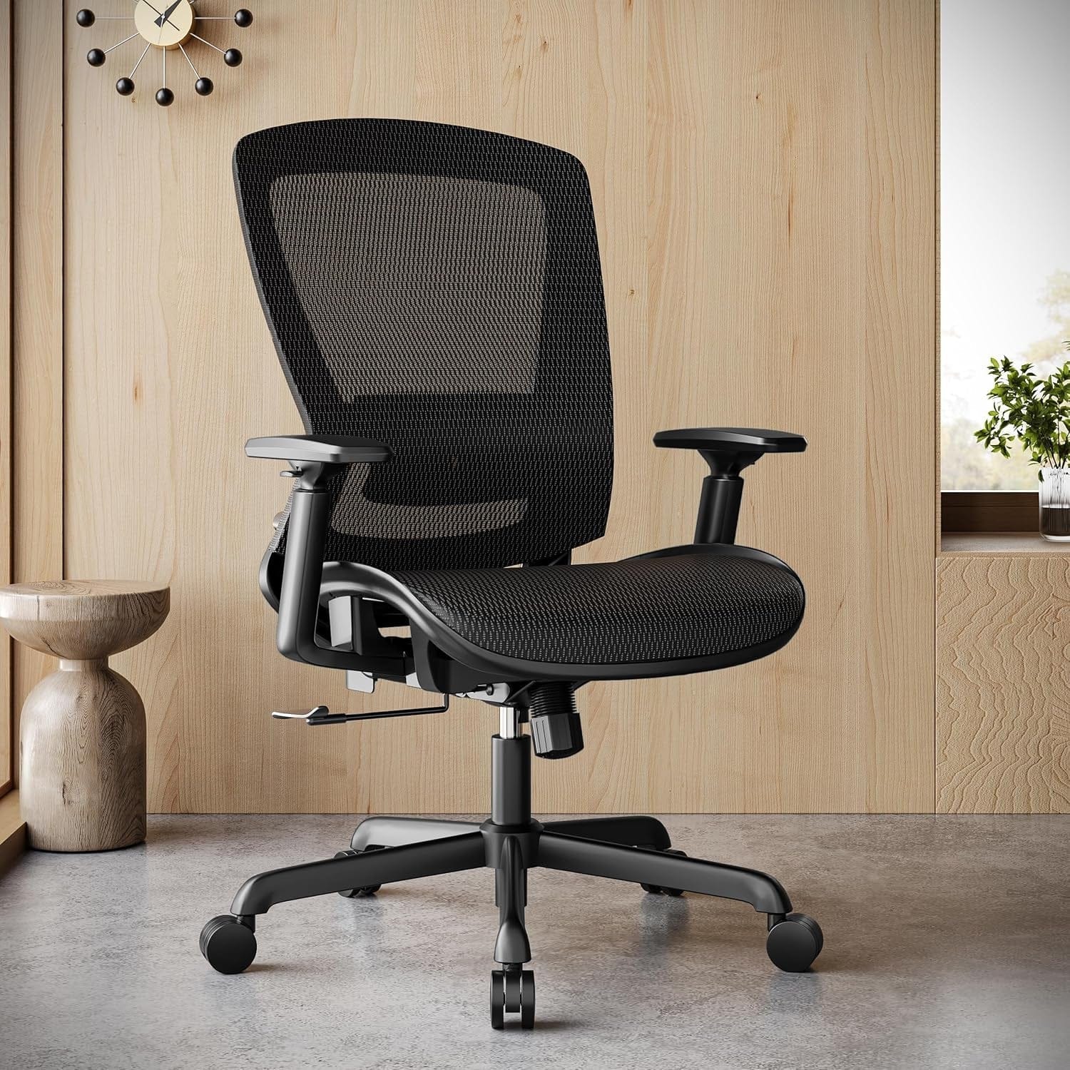 Peach Maple Furniture Black Ergonomic Mesh Office Chair With Adjustable Lumbar Support