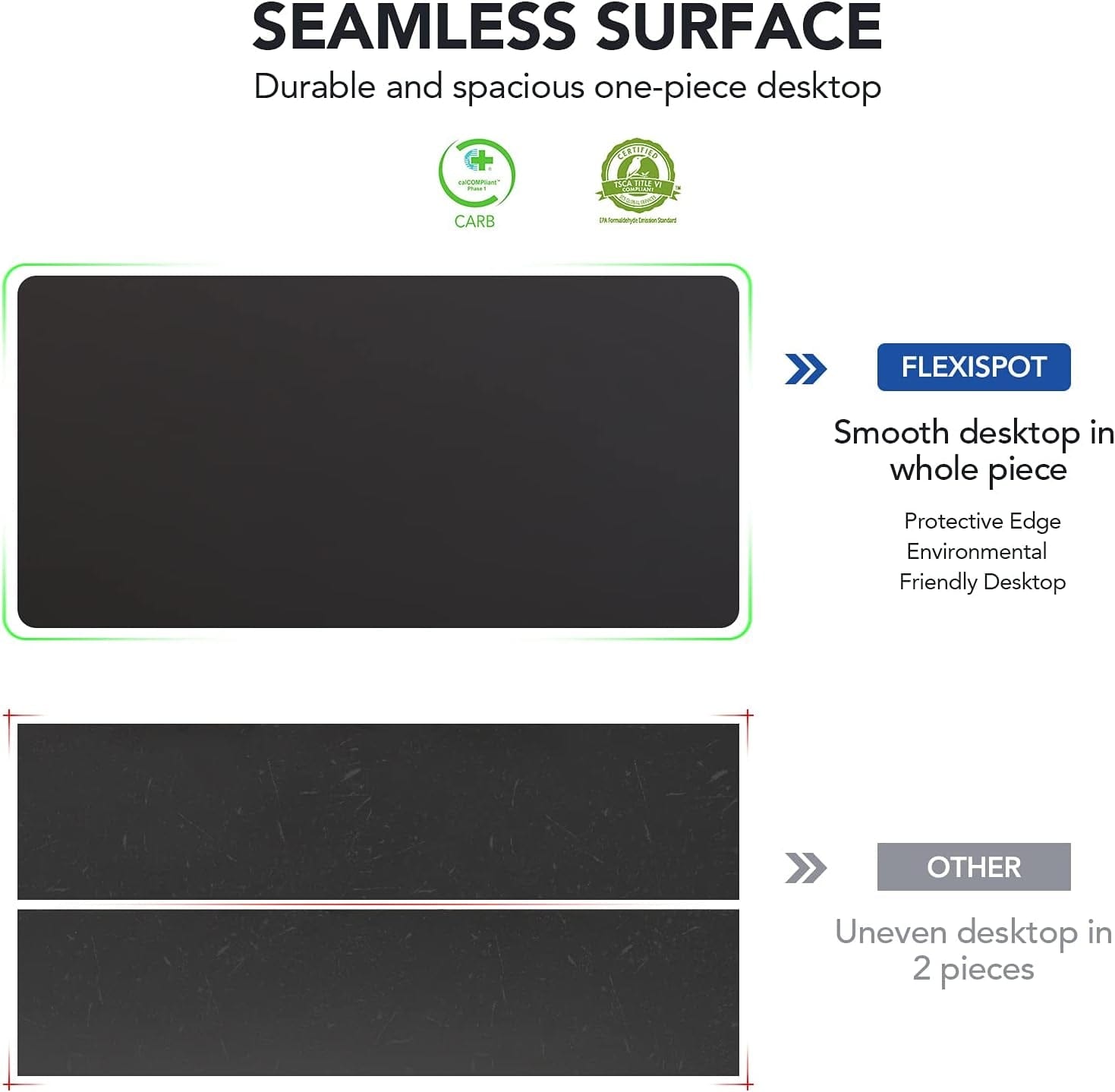 Peach Maple Furniture Black Top + White Frame FLEXISPOT 55" Standing Desk