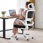 Peach Maple Furniture Black  White TRALT Ergonomic Office Chair