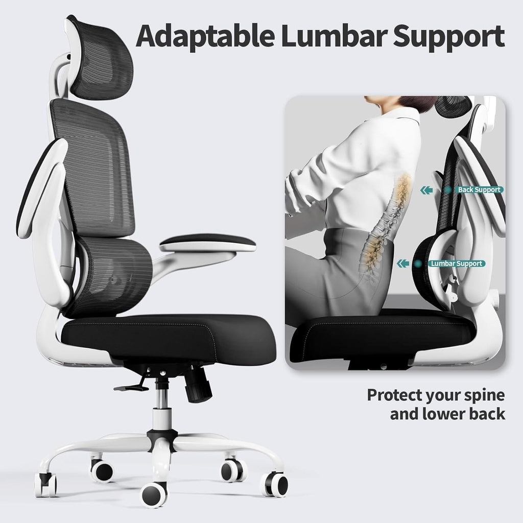 Peach Maple Furniture Black  White TRALT Ergonomic Office Chair