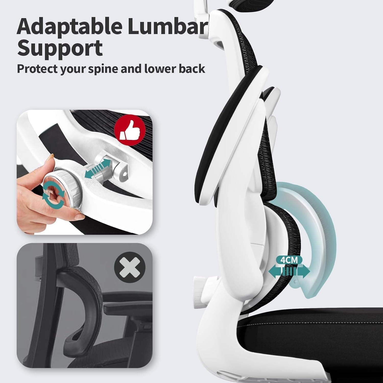 Peach Maple Furniture Black  White TRALT Ergonomic Office Chair