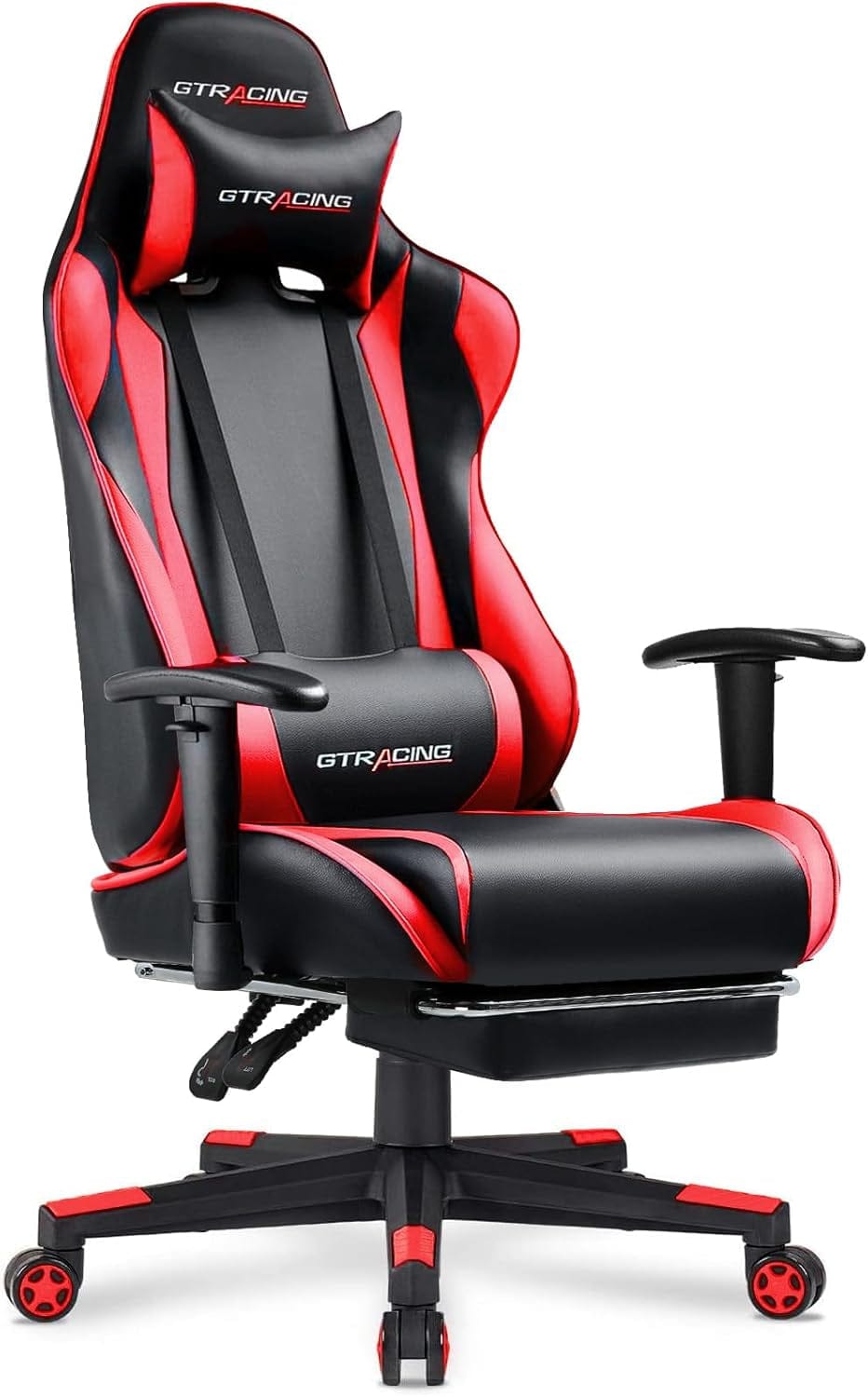 Peach Maple Furniture Brickred Adjustable Gaming Chair with Footrest