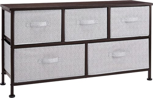 Peach Maple Furniture Bronze / Organizer Unit + Grey Drawers Extra Wide 5-Drawer Organizer