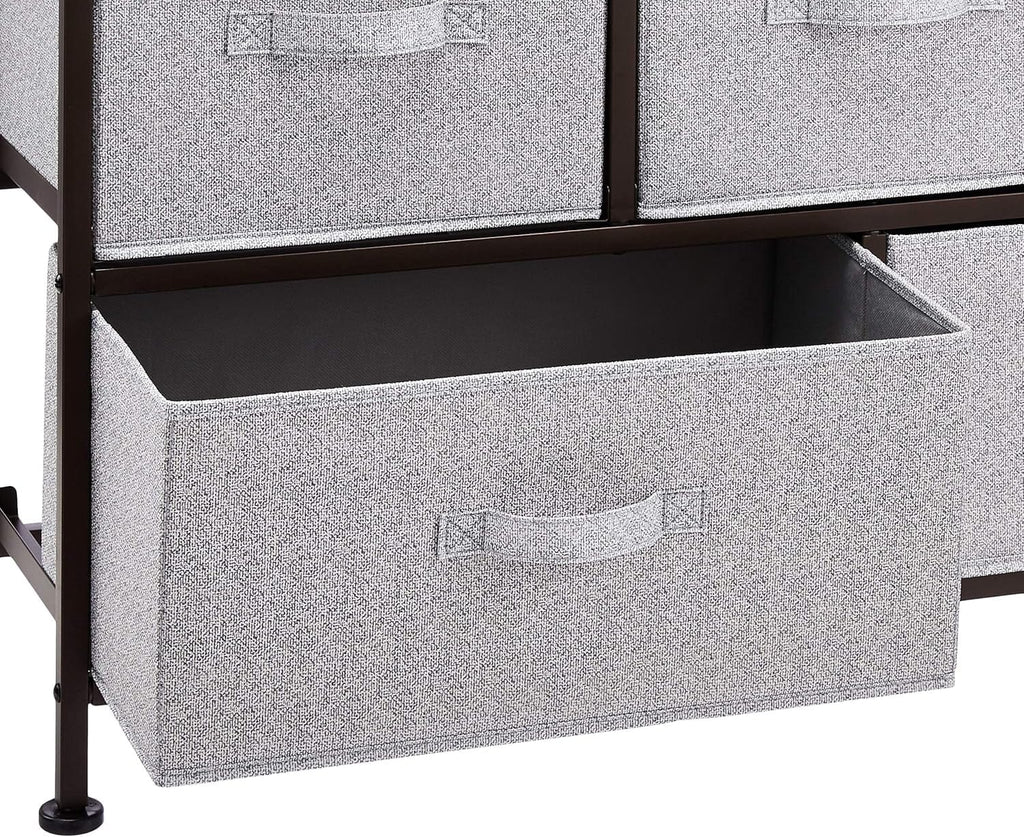 Peach Maple Furniture Bronze / Organizer Unit + Grey Drawers Extra Wide 5-Drawer Organizer