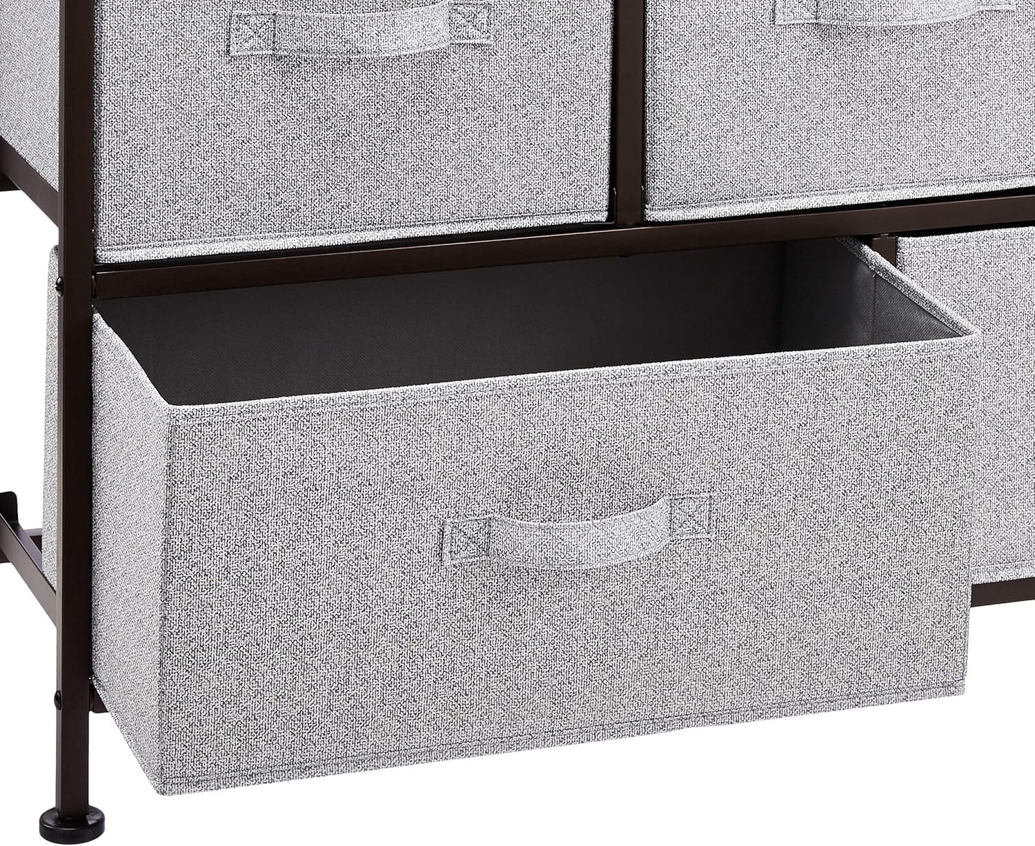 Peach Maple Furniture Bronze / Organizer Unit + Grey Drawers Extra Wide 5-Drawer Organizer