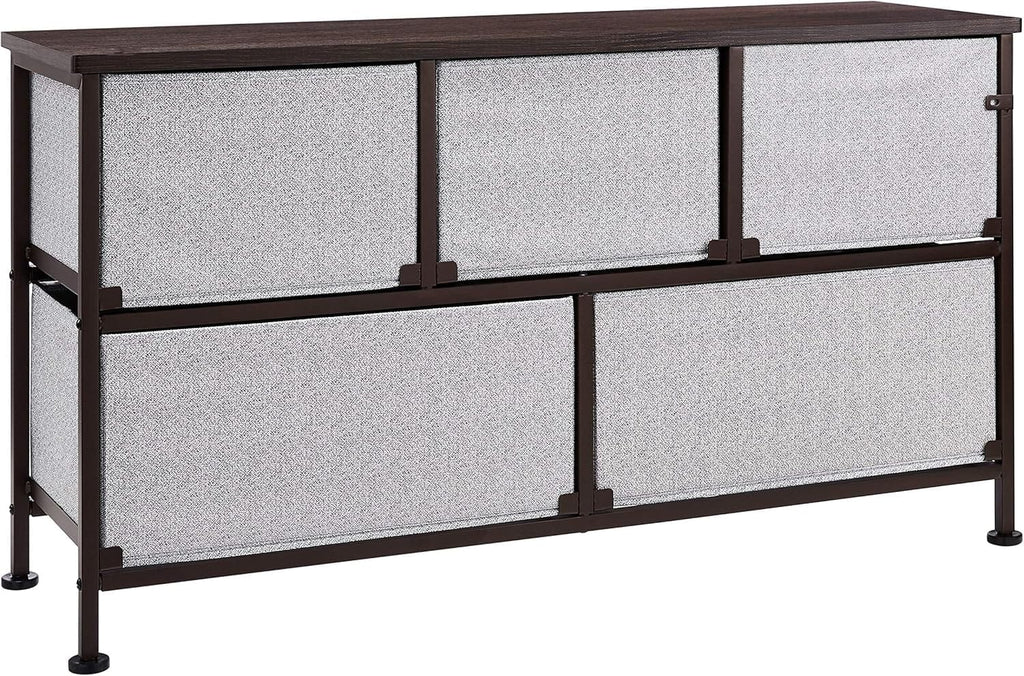 Peach Maple Furniture Bronze / Organizer Unit + Grey Drawers Extra Wide 5-Drawer Organizer