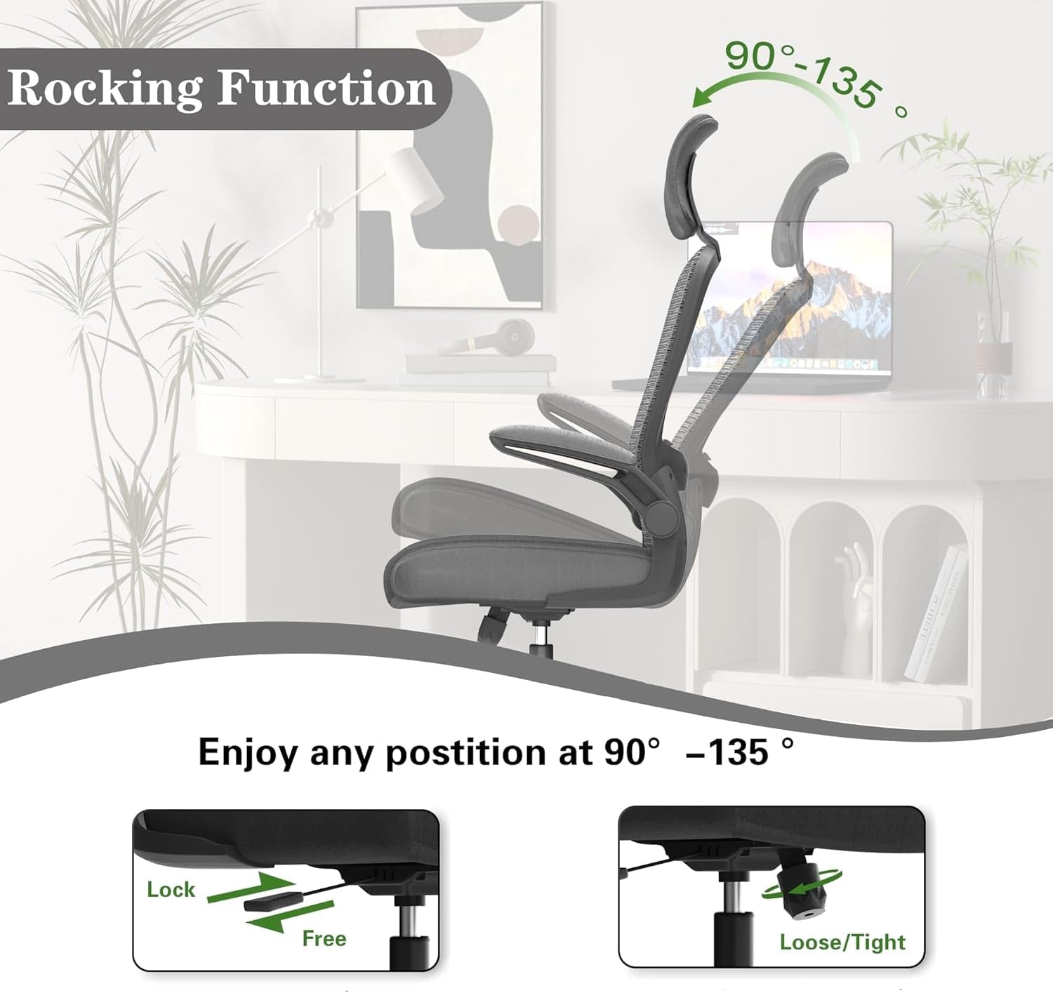 Peach Maple Furniture Dark Grey / English Ergonomic High Back Mesh Chair