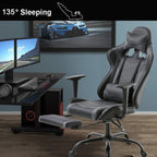 Peach Maple Furniture Grey / Solid Ergonomic Gaming Chair – Reclines to 155°