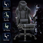 Peach Maple Furniture Grey / Solid Ergonomic Gaming Chair – Reclines to 155°
