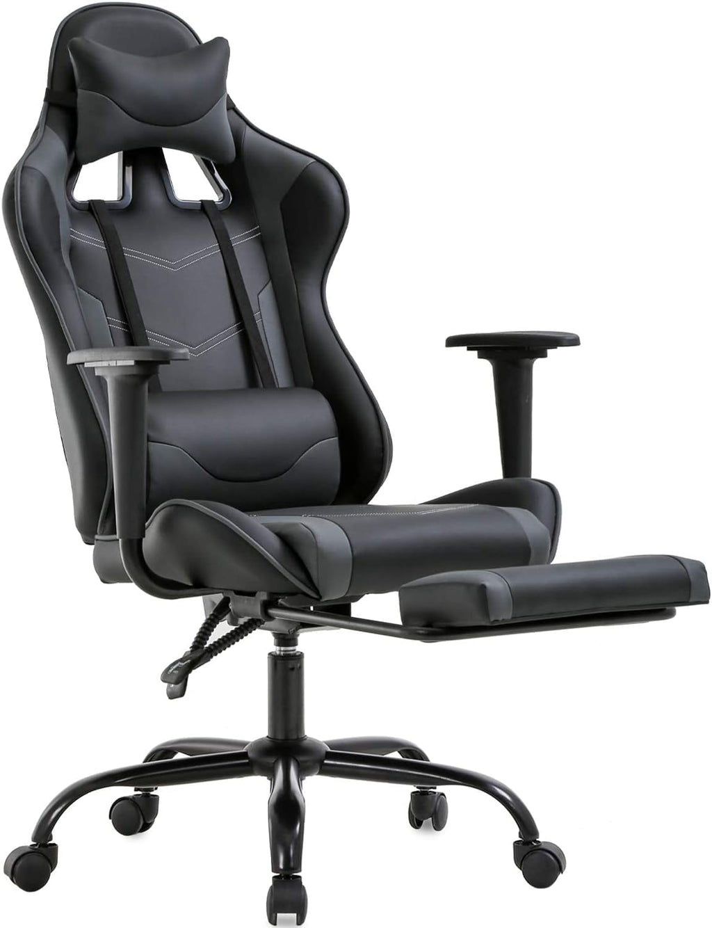 Peach Maple Furniture Grey / Solid Ergonomic Gaming Chair – Reclines to 155°