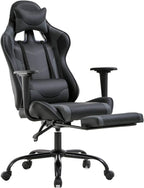 Peach Maple Furniture Grey / Solid Ergonomic Gaming Chair – Reclines to 155°