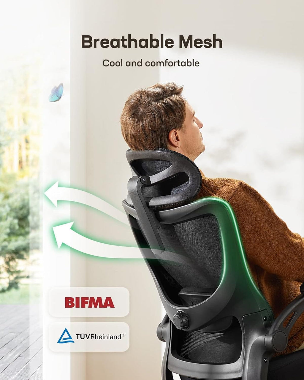 Peach Maple Furniture Light Black / With Headrest Ergonomic Mesh Office Chair With Headrest And Lumbar