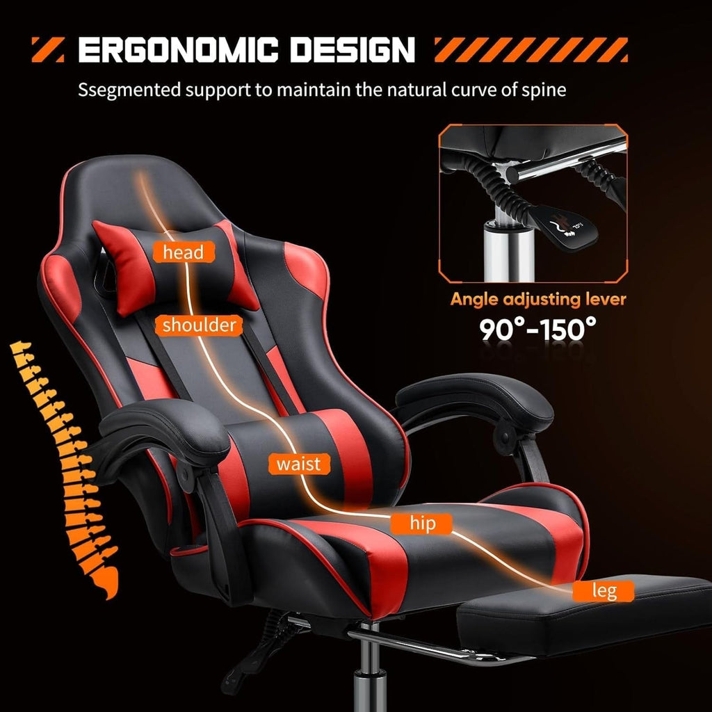 Peach Maple Furniture Red / High Back Advanced Spring Gaming Chair – Ergonomic Comfort