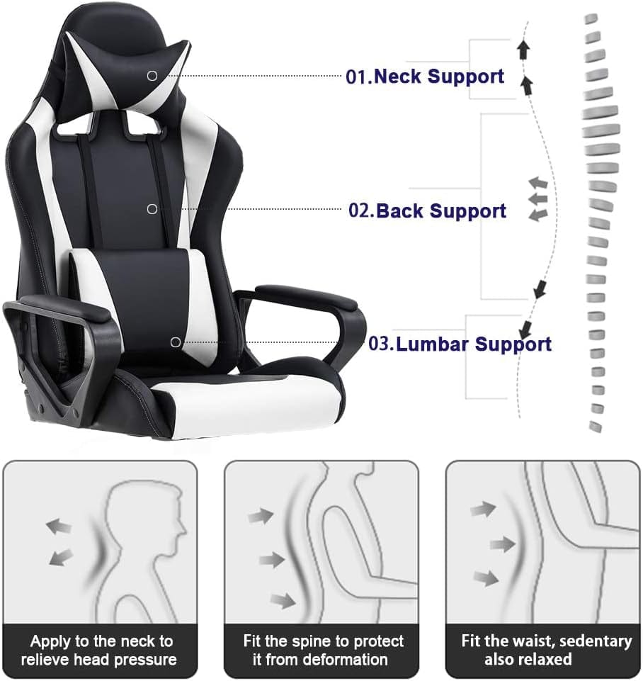 Peach Maple Furniture Regular Ergonomic Gaming Chair with Lumbar Support