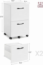 Peach Maple Furniture White 2-Drawer File Cabinet, Filing Cabinet for Home Office, Small Rolling