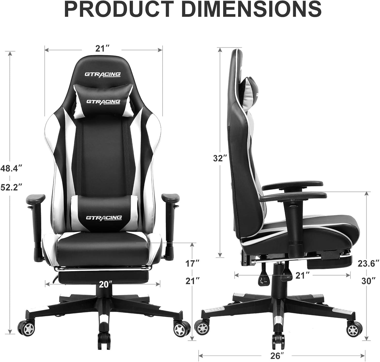 Peach Maple Furniture White Gaming Chair with Footrest – Ergonomic Design