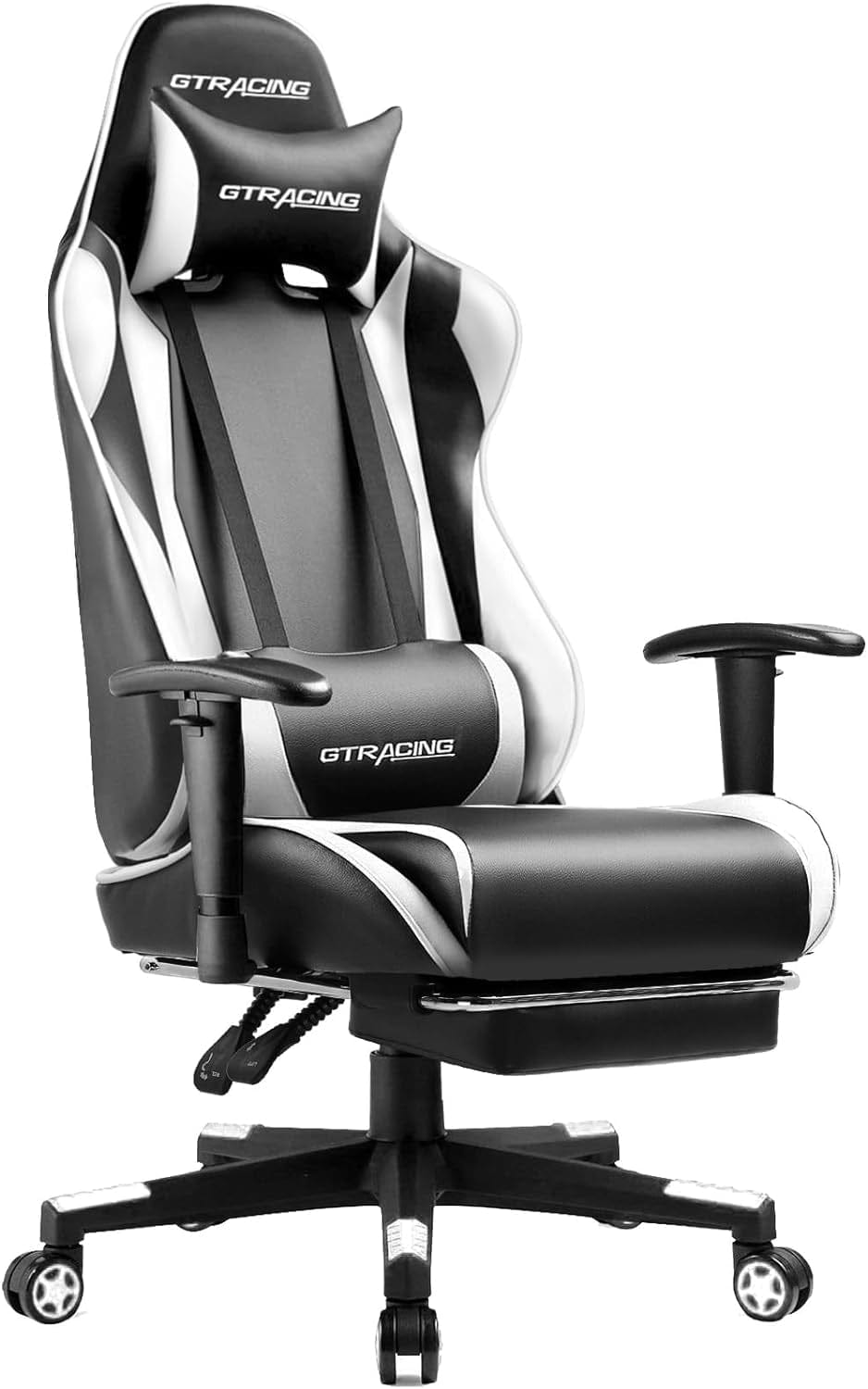 Peach Maple Furniture White Gaming Chair with Footrest – Ergonomic Design