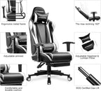 Peach Maple Furniture White Gaming Chair with Footrest – Ergonomic Design