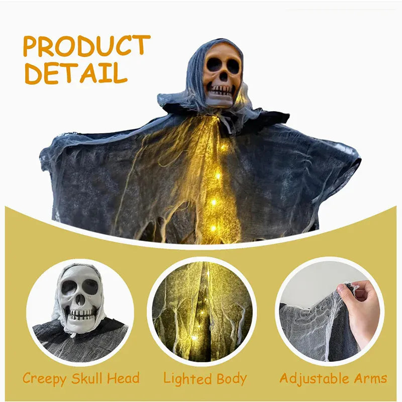 Glowing Skull Gauze Hanging Ghost Prop | Elevate Your Space