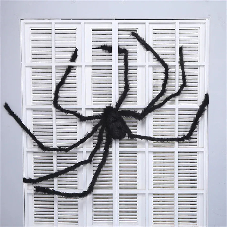 Halloween Black Scary Giant Spider Huge Spider Web Halloween Decoration for Home Bar Haunted House Props Holiday Outdoor Decor