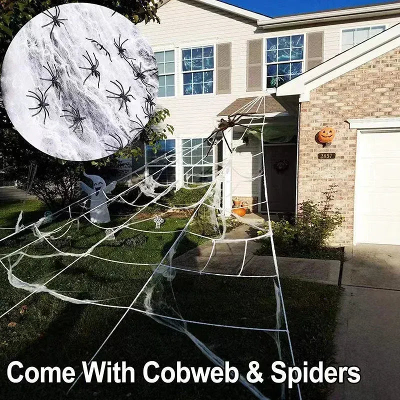 Halloween Black Scary Giant Spider Huge Spider Web Halloween Decoration for Home Bar Haunted House Props Holiday Outdoor Decor