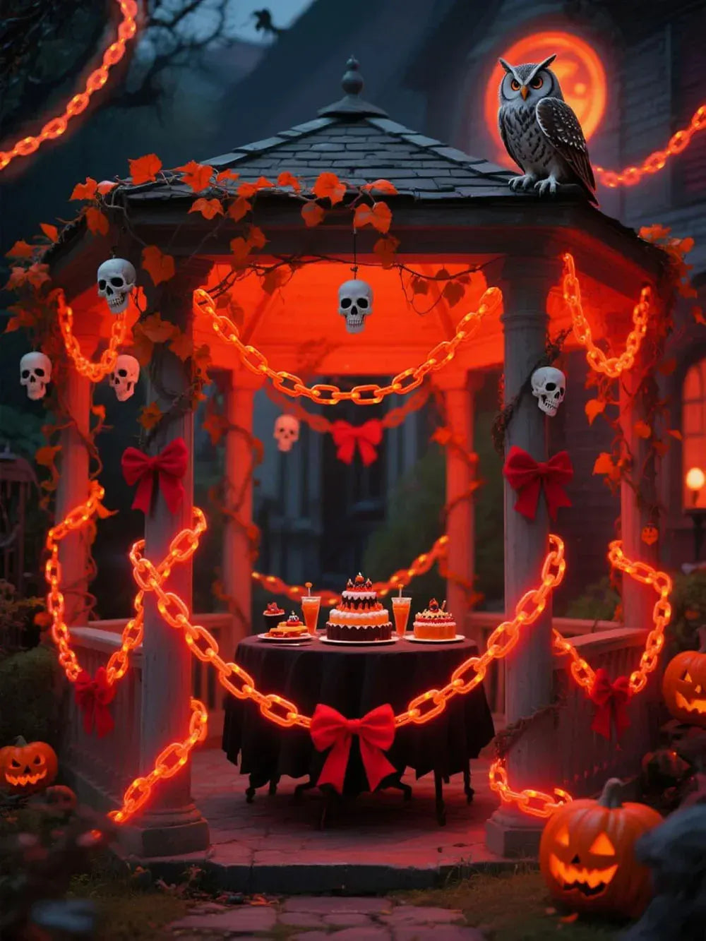 Halloween Plastic Chain Lights | 8-Mode Outdoor Prop